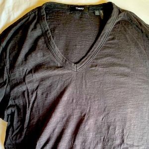THEORY BLACK V-NECK TEE-SHIRT
